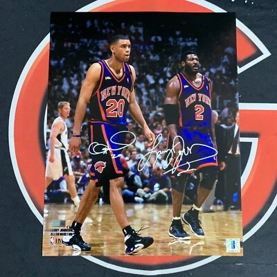 Foto firmada por Larry Johnson y Allan Houston de los New York Knicks 11x14 Steiner CX CERTIFICADO DE AUTENTICIDAD Foto 1 de 4