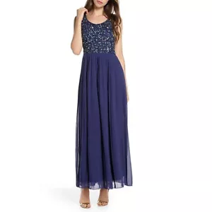 Pisarro Nights Size 12 Womens Embellished Shimmery Sequin Fit & Flare Maxi Dress - Picture 1 of 13