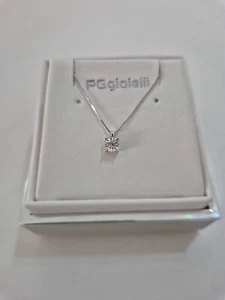 COLLANA PUNTO LUCE Con DIAMANTE Bianco In Oro Bianco 18 Karati 750% PG GIOIELLI - Foto 1 di 10