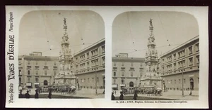 ancienne photo stéréo Italie Naples Napoli . Colonne de l'Immaculée Conception - Imagen 1 de 1