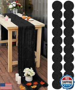 20 Pcs Black 10FT Cheesecloth Table Runner Boho Gauze Table Runner Rustic She - Picture 1 of 5