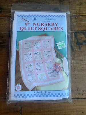 Jack Dempsey Needle Art Pattern #21 Girls 9” Nursery Squares Quilt (15) - Image 1 of 4