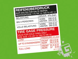 OPEL Senator Monza Reifenüberdruck Reifendruck Aufkleber 175 HR 14-195/70 HR 1 - Bild 1 von 1