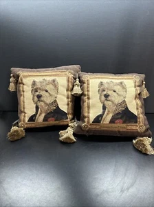 2 Vintage Borgata Wandteppich Westie Kissen Sergeant 10,5 Zoll - Bild 1 von 10