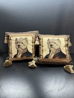 2 Vintage Borgata Tapestry Westie Pillow Sergeant  10.5 in - Image 1 of 4