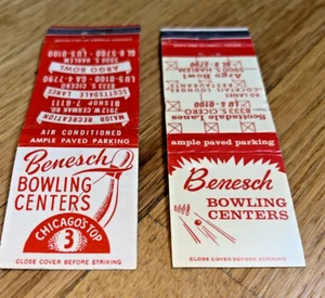 2 cubiertas de colección Matchbook BENESCH BOWLING CENTERS, 3 ubicaciones de Chicago - Imagen 1 de 3