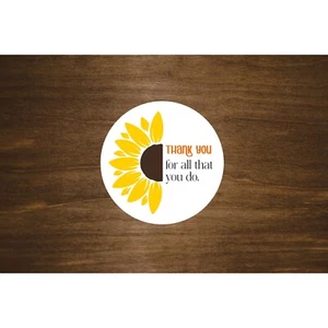 Sunflower Thank You For All That You Do Labels | 2" Round Stickers | Set of 12 - Picture 1 of 2
