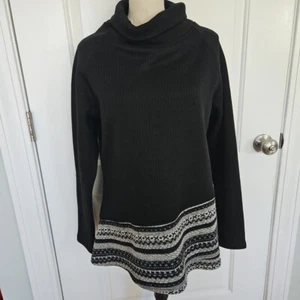 Wooly Bully Wear SCHWARZ Rollkragen Tunika mit fair Isle Akzenten Alpin, Outdoor XL - Bild 1 von 11