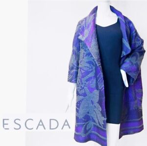 ESCADA Gray and Purple Wool Silk Blend Lagenlook Oversized Coat Sz  46 L