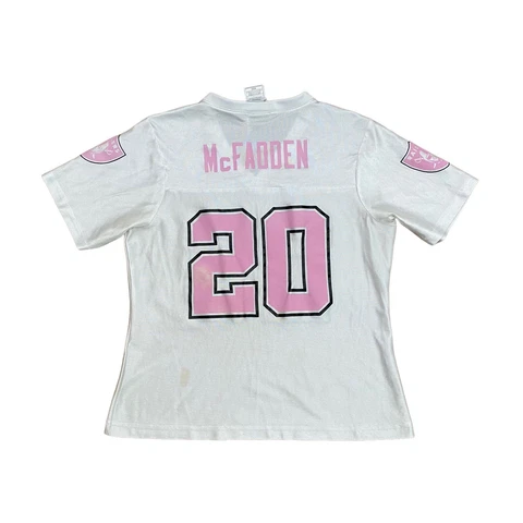 NFL Raiders Darren McFadden #20 Football Jersey Shirt Women's Sz M White SIlky Cover