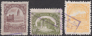 1955-57 Uruguay SC#  Q81-Q85- F-Architecture-Parcel Post Stamps-3 Different-Used