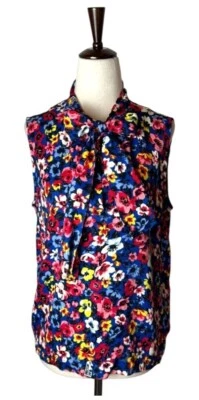 Blusa Love Moschino feminina 4 azul floral gola redonda sem mangas boho - Imagem 1 de 4