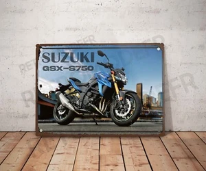 Plaque métal vintage Suzuki gsx-s750 Enseigne Garage Décoration moto Déco GSXS - Picture 1 of 3