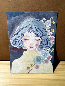 ACEO card- ORIGINAL-watercolour-flower - Picture 1 of 1