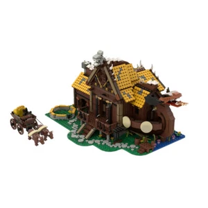 MOC: Modular Cottage Hut with Interior, Cart and 2 Cows 2795 Pieces DIY - Picture 1 of 8