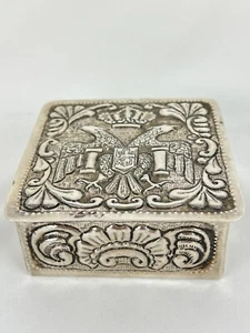 Casa Welsch Perú Caja Antigua 900 Plata de Ley Estuche Baratija Madera Inserto Bisagras - Imagen 1 de 24