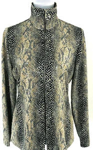 Exclusively Misook Womens Gray Knit Jacket Size XS Zip Up Animal Print Y2K - Picture 1 of 9