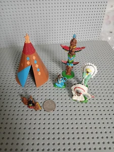 Vintage 6pc WILTON Cake Topper Decoration Set Native American Indians Teepee - Picture 1 of 3