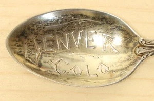 Sterling Silber Stadt Denver, Colorado Souvenir Löffel X093C - Bild 1 von 5