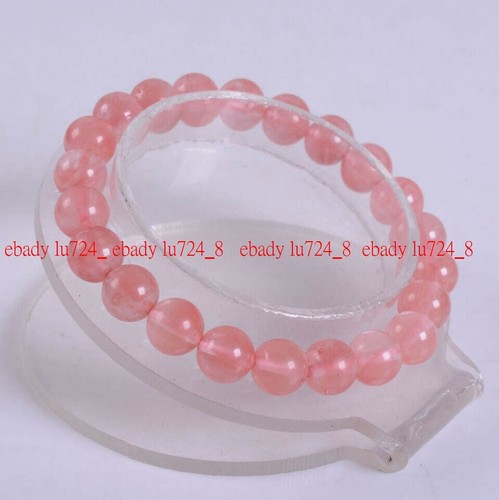 VALENTINO Bracciale Elasticabile 10mm Moda Quarzo Ciliegio Pietra Rotonda Pietra Preziosa 7 5"