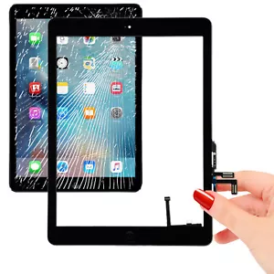 Touchscreen iPad A1474 Schwarz Bildschirm montiert Tischdecke Taste HOME selbstklebend vormontiert - Bild 1 von 5
