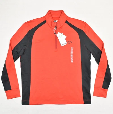 NEW Callaway Men 1/4 Zip Pullover Sweatshirt Polyester Red Size L Golf Opti Ther - Image 1 of 4