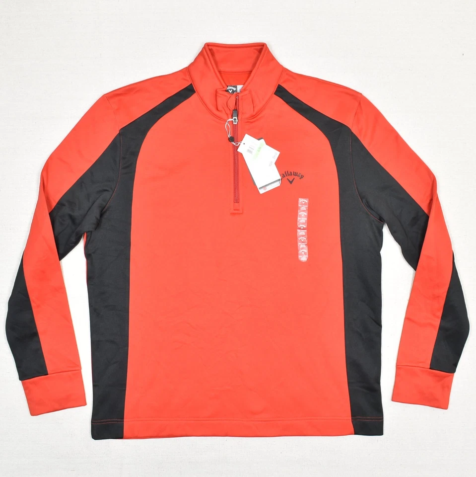NEW Callaway Men 1/4 Zip Pullover Sweatshirt Polyester Red Size L Golf Opti Ther - Image 1 of 4