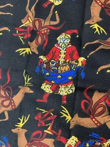 Vintage Santa / St. Nick And Reindeer Fabric - Picture 1 of 3
