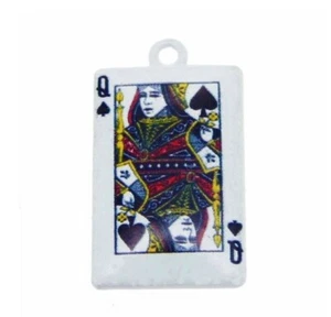 Queen of Spades Luxury Card Enamel Metal Alloy Pendant Charm DIY Jewelry Making - Picture 1 of 1