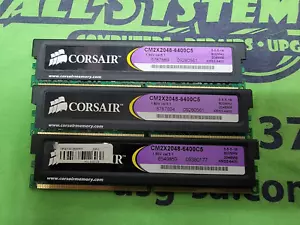 LOT OF 3 - Corsair CM2X2048-6400C5 6GB (3x2GB) PC6400 800MHz DDR2 RAM Memory - Picture 1 of 1