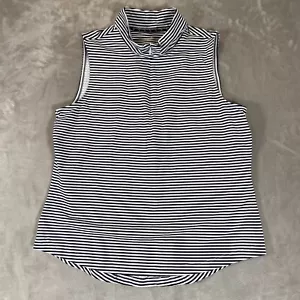 Tommy Bahama Womens Top Medium Island Zone Aubery Striped Blue Quarter Zip - Picture 1 of 8