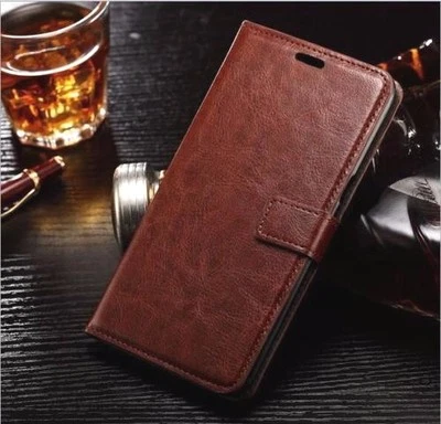 Leather Flip Case Samsung Galaxy Note 3 4 5 8 Luxury Credit Card Wallet + Glass - Image 1 of 4