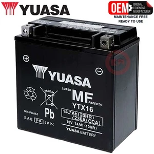 YTX16-BS YUASA BATTERY SEALED ORIGINAL KAWASAKI VN Vulcan 1500 1996-1999 - Picture 1 of 3