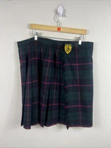Sport Kilt Size Large Plaid Green Blue Red Adjustable Pleated - Picture 1 of 5