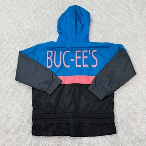 Buc-ee's Windbreaker Jacket Youth Medium Hooded Color Block Beaver Zip - Picture 1 of 12