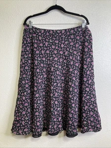 Gonna Jones New York floreale scuro 100% seta midi prateria Y2K Cottagecore taglia 16 - Foto 1 di 3