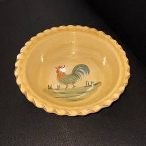 Rooster 11" Diameter Serving/Vegetable Bowl Yellow w/Floral details by HOME - Picture 1 of 7