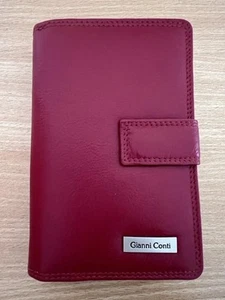 Gianni Conti Women’s Italian Leather Wallet coins card holder purse Red New - Picture 1 of 8