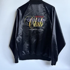 Vintage Las Vegas Showboat Casino Jackpot Officers Club Satin Jacket Size L USA - Picture 1 of 14