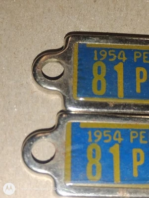 Vintage Pair 1954 Disabled American Veterans Key Chain License Plate. Pa 81p80 - Image 1 of 3