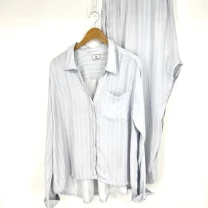 Conjunto de pijama de 2 piezas Soma XXL azul claro a rayas pantalones de salón camisa - Imagen 1 de 9