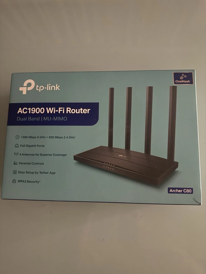 TP-LINK AC1900 WI-FI ROUTER DUAL BAND MU-MIMO ARCHER C80 - Immagine 1 di 1