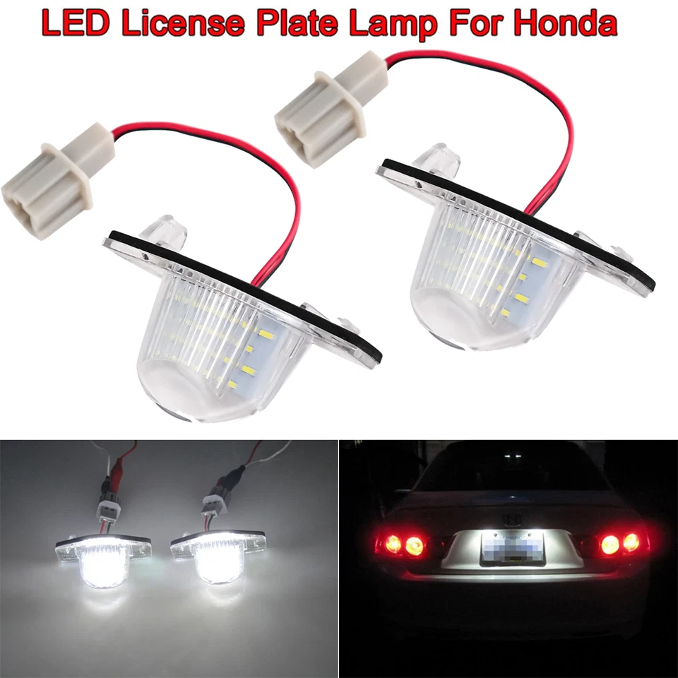 Pair White LED License Plate Lights Lamp For Honda CRV Odyssey Element Crosstour Foto 1 de 4