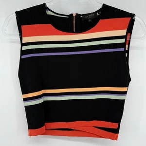 Ted Baker striped crop top Casual Office Career Size 3 Work wear - Picture 1 of 12
