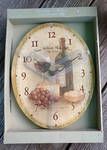 NEU Toskanisches Dekor Wanduhr Oval Napa Mediterran Weinberge Wein Käse Design - Bild 1 von 4