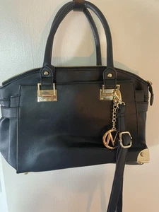 MKF Mia K Farrow Purse Bag Black Gold Trim Sarah Satchel Handtasche Schultergurt - Bild 1 von 7