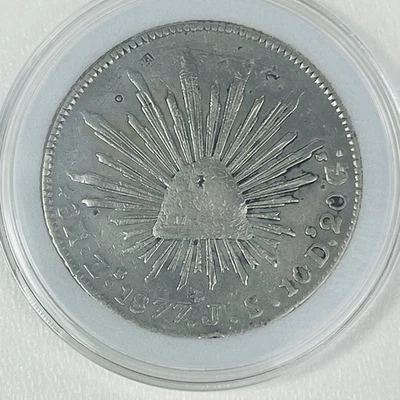 1877 AM JS Mexico 8 Reales Guanajuato Mint Libertad Cap And Rays - Image 1 of 4