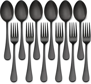 Set 12 Forchette e Cucchiai in Acciaio Inox Set Argenteria Resistente/US - Foto 1 di 12