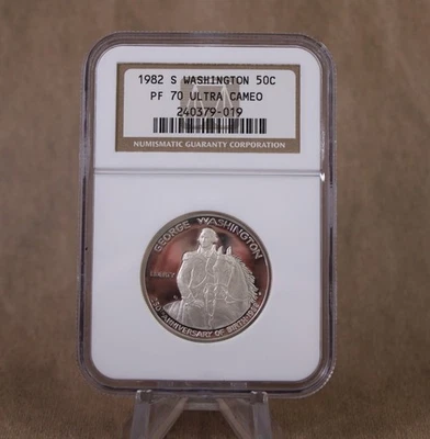 1982 S US Mint Washington 50C PF70 Ultra Cameo Proof Coin NGC Slab - Image 1 of 4