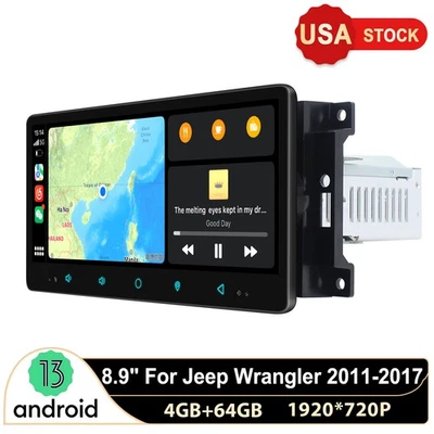 USA 8.9" Android Stereo for Jeep JK 2011-2017 Snapdragon 4+64GB Wireless CarPlay Foto 1 de 4